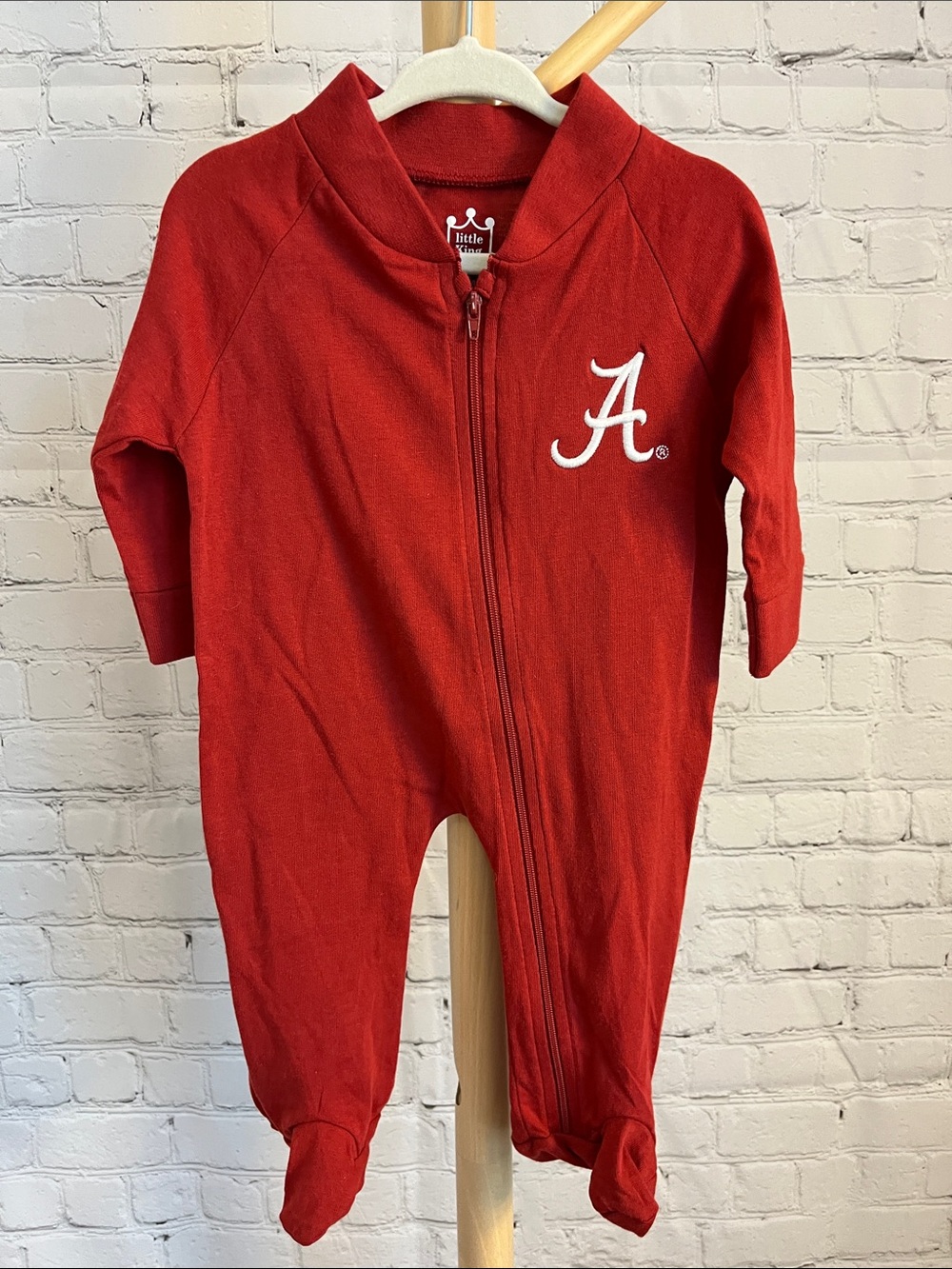 Little King Red Alabama A-Logo Baby One-Piece Zip Footed Pajamas